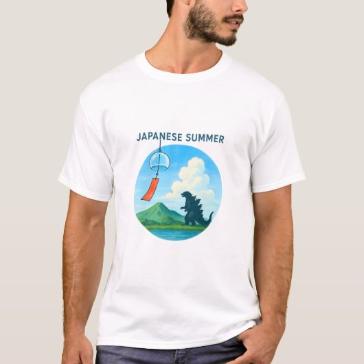 Japanese Summer – Godzilla and Furin Art Tシャツ (正面)