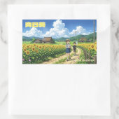 Japanese Summer Sunflower Sticker 長方形シール (バッグ)