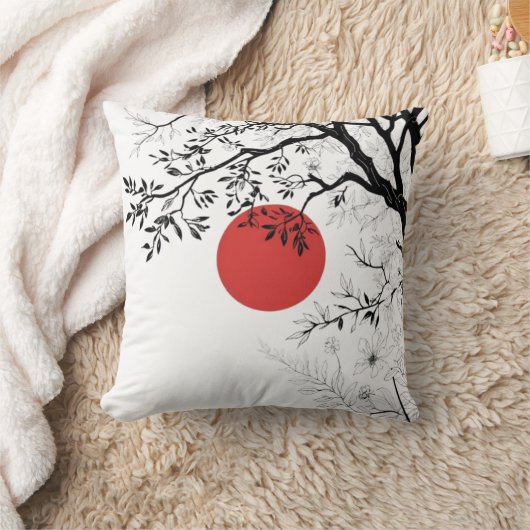 Japanese Sun & Nature Brush Art クッション (ブランケット)