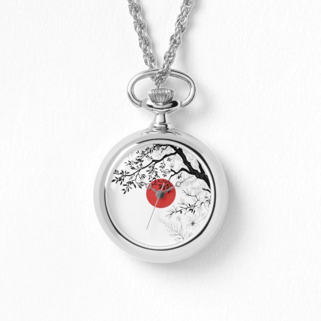 Japanese Sun & Nature Brush Art 腕時計 (正面)