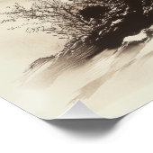 Japanese Sunset Tree - Red Sun Silhouette Art ポスター (コーナー)