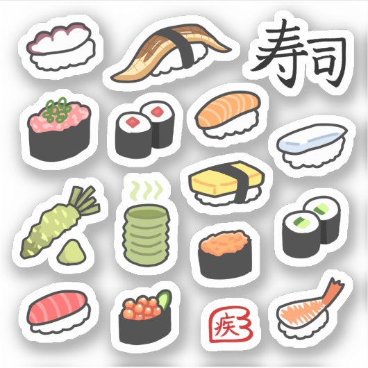 Japanese Sushi 🍣  シール (正面)