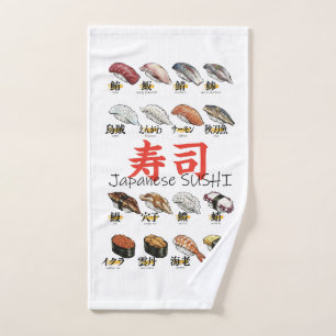 Japanese SUSHI illustration design ハンドタオル