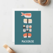 Japanese Sushi Personalized ノートカード (正面/裏面インサイチュ)