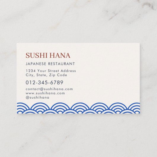 Japanese Sushi Restaurant Catering Service Photo 名刺 (裏面)