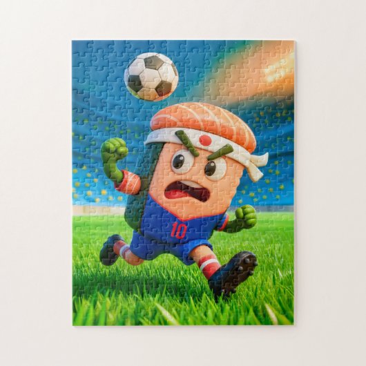 Japanese sushi roll soccer player in stadium ジグソーパズル (縦)