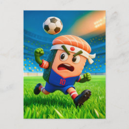 Japanese sushi roll soccer player in stadium ポストカード