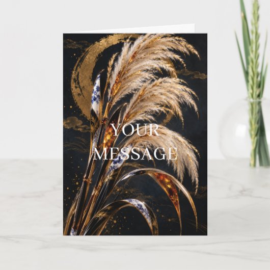 Japanese Susuki Pampas Grass Gold Art Card カード (正面)