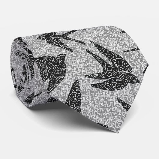Japanese Swallows in Flight, Charcoal & Light Gray ネクタイ (ロール)