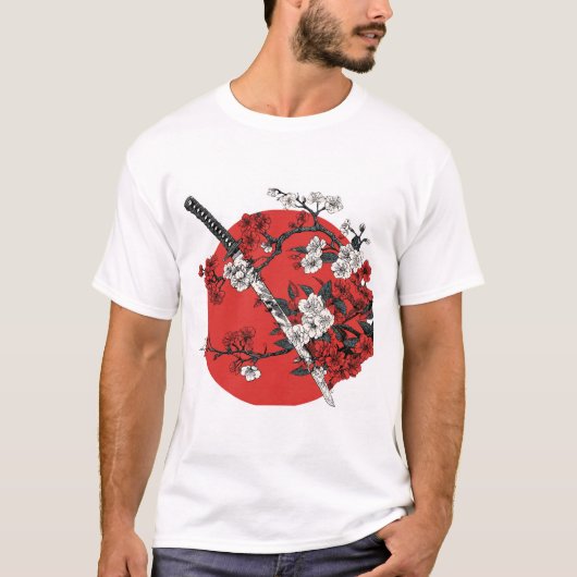 Japanese Sword & Cherry Blossom Tシャツ (正面)