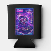 Japanese Synthwave Sci Fi UFO Raccoon Cool Gamer 缶クーラー (裏面)