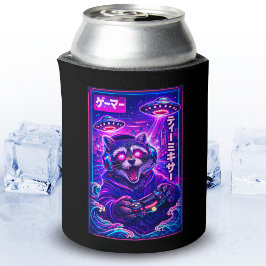Japanese Synthwave Sci Fi UFO Raccoon Cool Gamer 缶クーラー