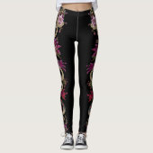 Japanese Tattoo Style Floral Snake Leggings レギンス (正面)