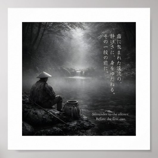 Japanese Tenkara Fishing Art Print ポスター (正面)