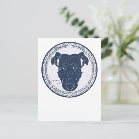 Japanese terrier paper-cutting /日本テリア・切り絵 トートバッグ ポストカード (スタンド正面)