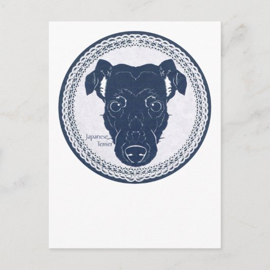 Japanese terrier paper-cutting /日本テリア・切り絵 トートバッグ ポストカード (正面)