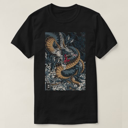 Japanese Tokyo Dragon Asian inspired retro 80 styl Tシャツ (デザイン正面)