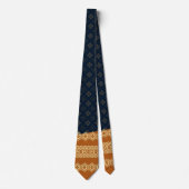 Japanese Tortoise and Diamond Pattern Gold Navy ネクタイ (正面)