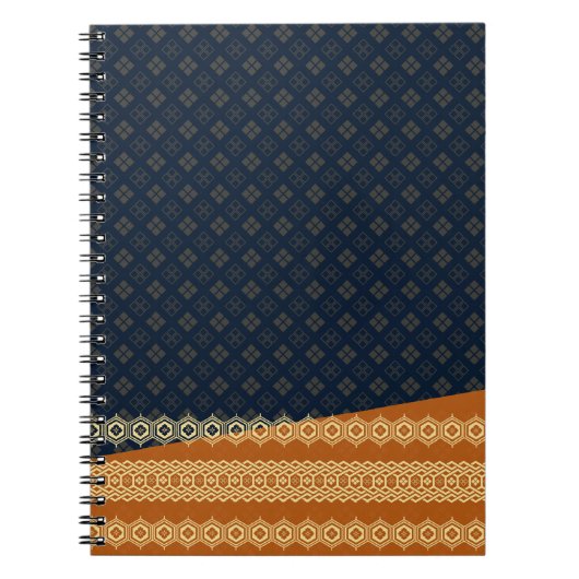Japanese Tortoise and Diamond Pattern Gold Navy ノートブック (正面)