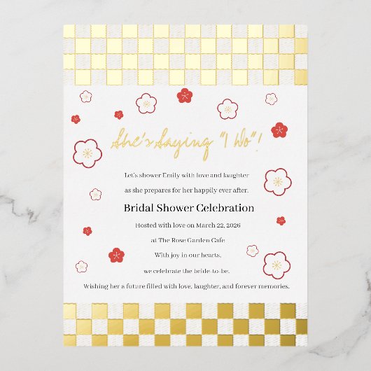 Japanese Touch Bridal 箔招待状ポストカード (正面)