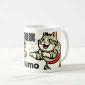Japanese Traditional Animal Doc Cat Sumo コーヒーマグカップ (正面右)