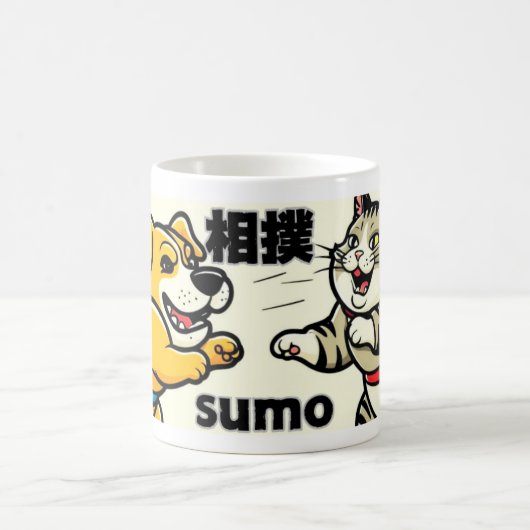 Japanese Traditional Animal Doc Cat Sumo コーヒーマグカップ (中央)
