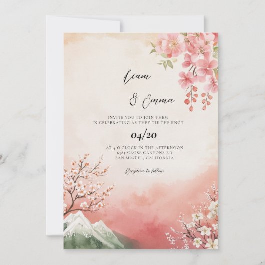 Japanese Traditional Landscape Wedding 招待状 (正面)