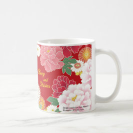 Japanese traditional pattern"Peony and daisies" コーヒーマグカップ