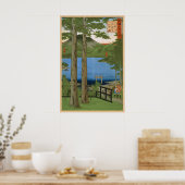 Japanese Trees Hiroshige Poster Japanese Art Decor ポスター (キッチン)
