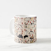 Japanese Ukiyo-e Cats — Custom Text コーヒーマグカップ (正面左)