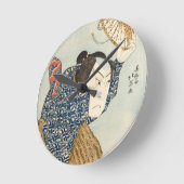 Japanese Ukiyo-e Rain Scene Wall Clock – Samurai w ラウンド壁時計 (傾斜)