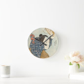 Japanese Ukiyo-e Rain Scene Wall Clock – Samurai w ラウンド壁時計 (ホーム)