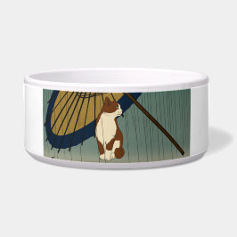Japanese Ukiyoe Rainy Cat ボウル