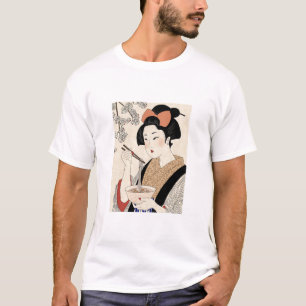 Japanese Ukiyoe Style Kimono Modern Girl Tシャツ