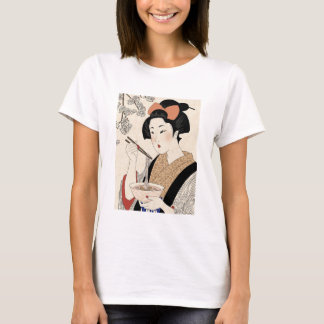 Japanese Ukiyoe Style Kimono Modern Girl Tシャツ