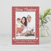 Japanese Uroko Pattern Christmas Photo シーズンカード (スタンド正面)