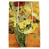 Japanese Vase, Roses, Anemones by Vincent van Gogh ミディアムペーパーバッグ (裏面)