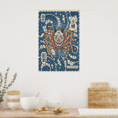 Japanese Wall Art Print Horned Mask and Spider ポスター (キッチン)