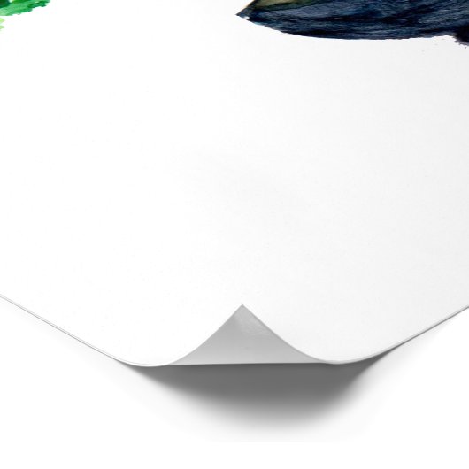 Japanese Watercolor Bonsai Tree ポスター (角)