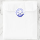 Japanese Wave & Hibiscus Blue ラウンドシール (バッグ)