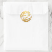 Japanese Wave & Hibiscus Gold  ラウンドシール (バッグ)