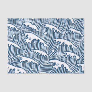 JAPANESE  WAVE PATTERN IN BLUE Tissue Paper 薄葉紙