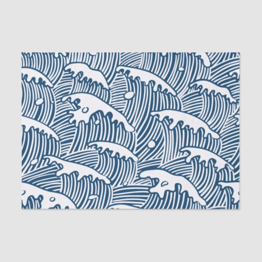JAPANESE  WAVE PATTERN IN BLUE Tissue Paper 薄葉紙 (正面)