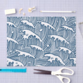 JAPANESE  WAVE PATTERN IN BLUE Tissue Paper 薄葉紙 (クラフト)