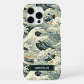 Japanese Wave Pattern Monogrammed iPhoneケース (裏面)