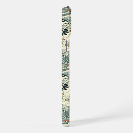 Japanese Wave Pattern Monogrammed iPhoneケース (右側面)