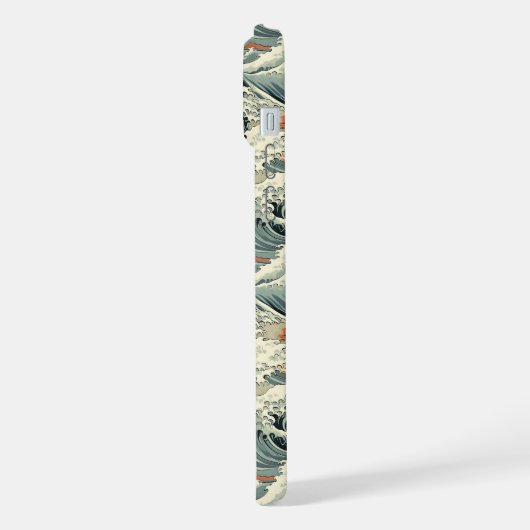 Japanese Wave Pattern Monogrammed iPhoneケース (左側面)