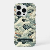 Japanese Wave Pattern Monogrammed iPhoneケース (裏面)