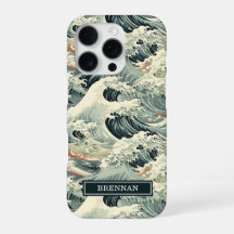 Japanese Wave Pattern Monogrammed