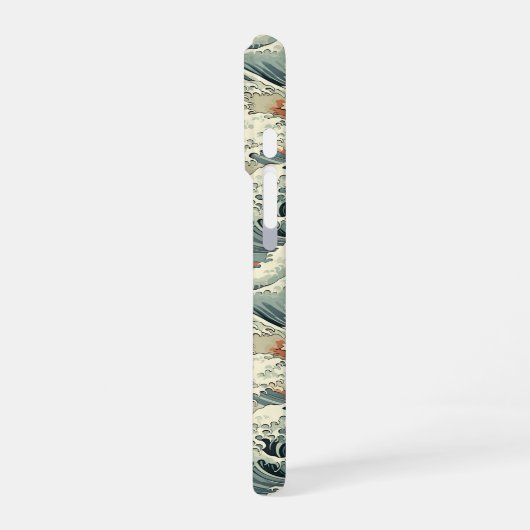 Japanese Wave Pattern Monogrammed iPhoneケース (左側面)